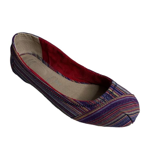 Toms Women's Lina Stripe Ballet Flat Shoes - Picture 2 of 8